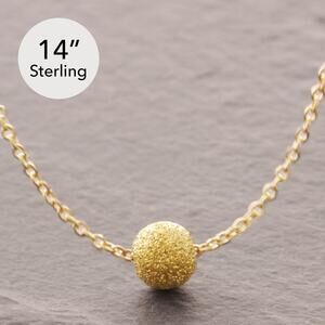 14" Gold Bead Necklace, gold ball necklace, dainty necklace, choker, 29-29g
